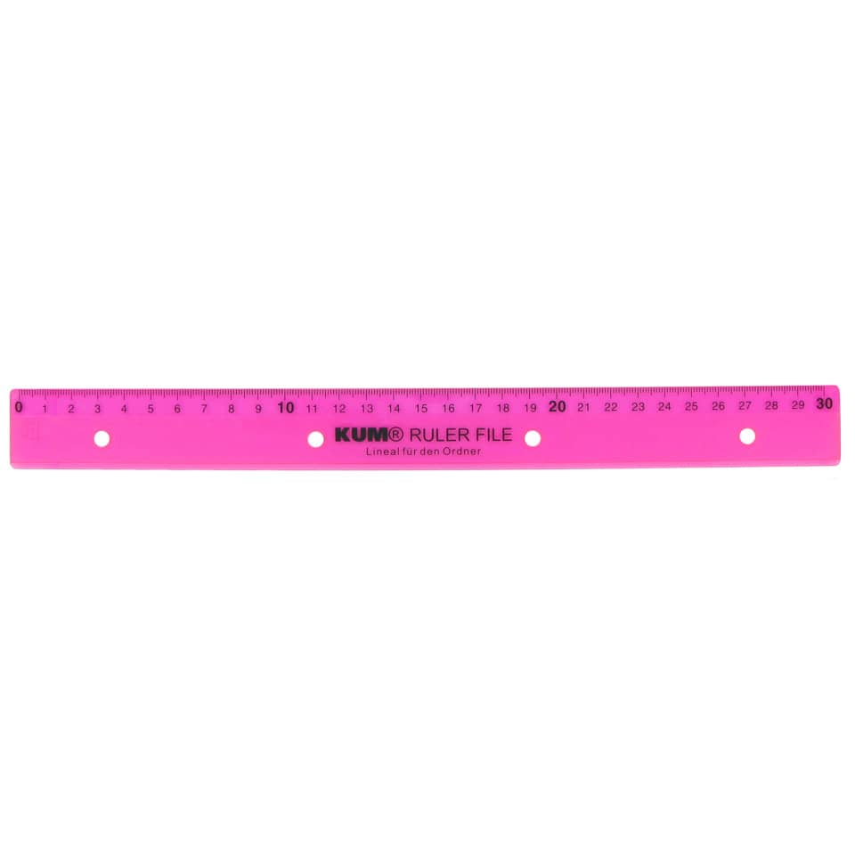 Lineal, Lineal aus Kunststoff, Pinkes Lineal, Messwerkzeug, Zentimeterlineal