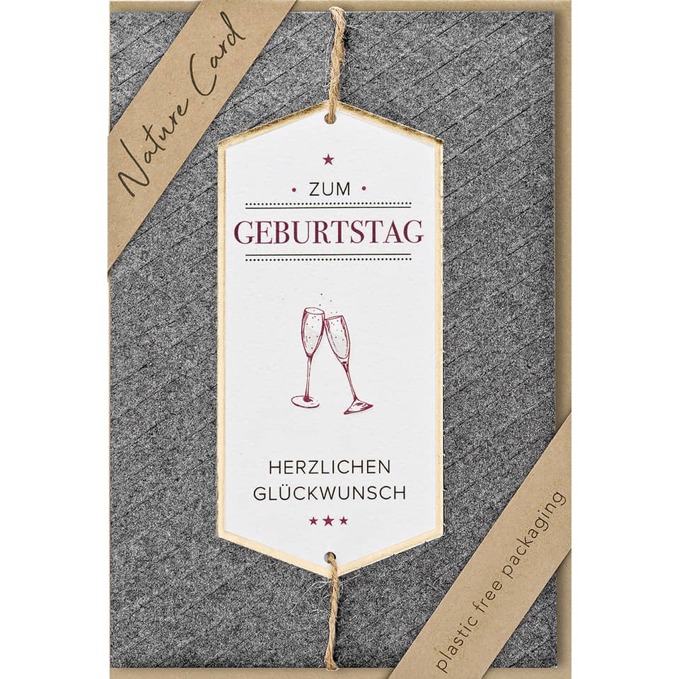 Karte, Geburtstag, Glückwunsch, Champagnerglas, Paketkarton