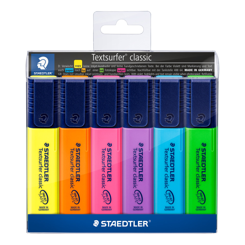 Textmarker, Highlighter, Fluorescent set, Neon colors, Staedtler classic