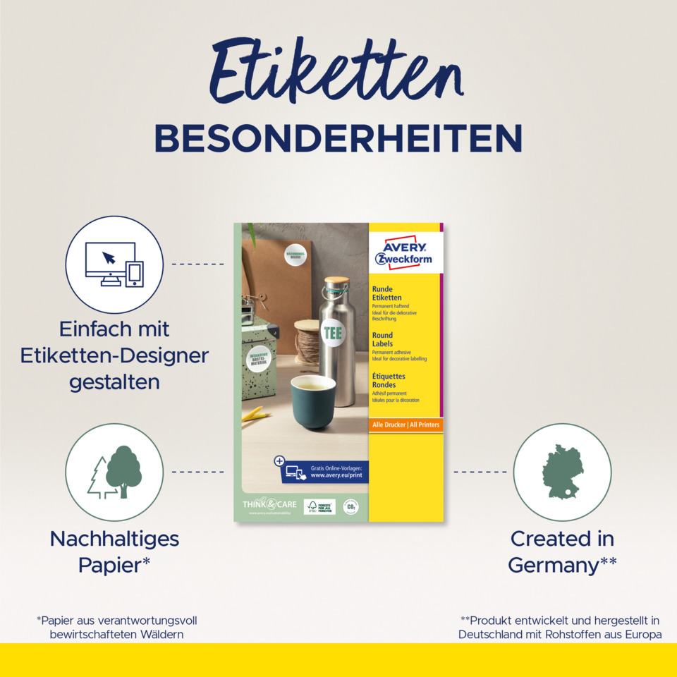 Etiketten, Rundetiketten, Papier, Druckform, Deutschland