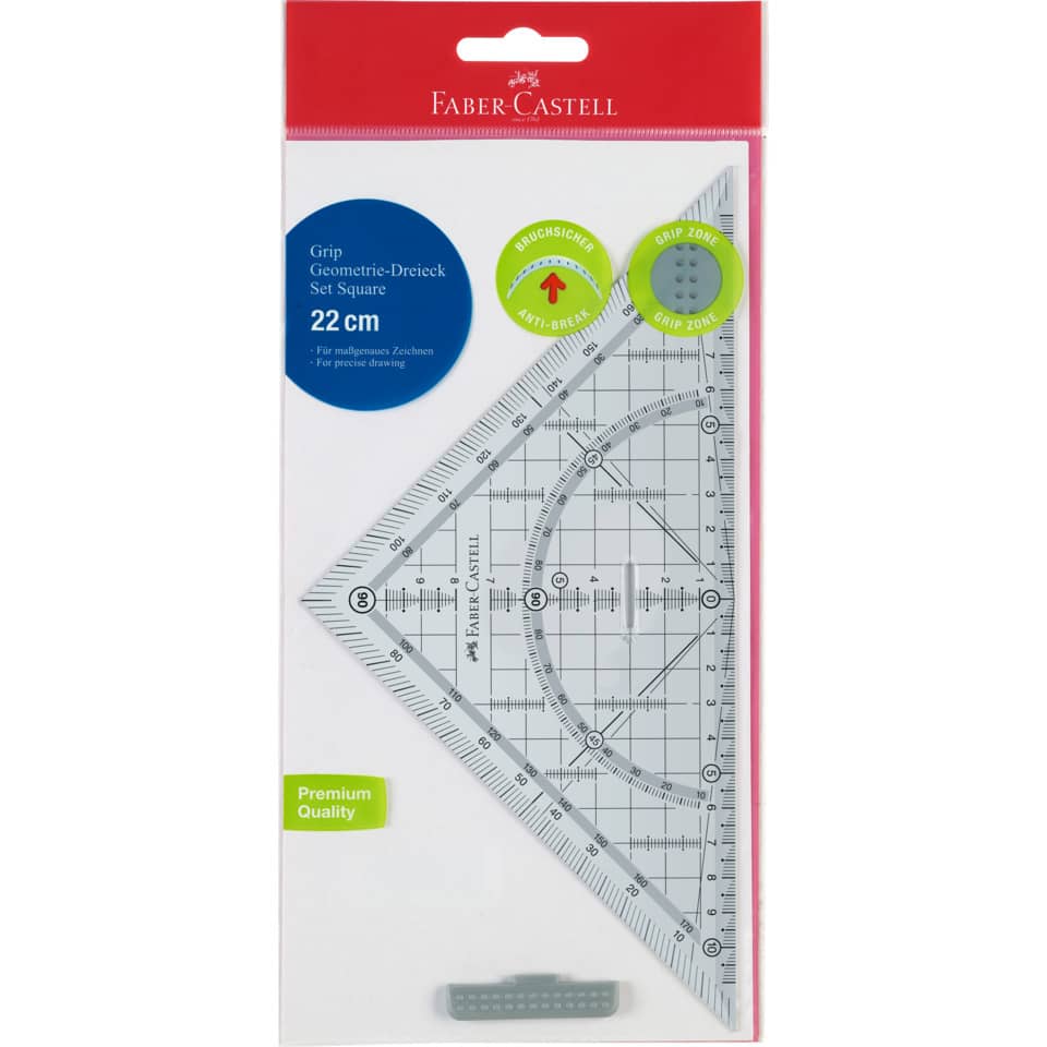 Geometrie-Lineal, Dreieck-Lineal, Schneidelineal, 26 cm, Transparent