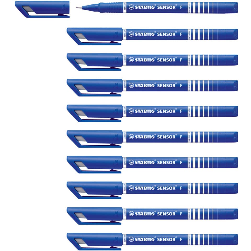 Korringtonstifte, Stabilo Sensor F, Kugelschreiber, Blau, Tintenstift