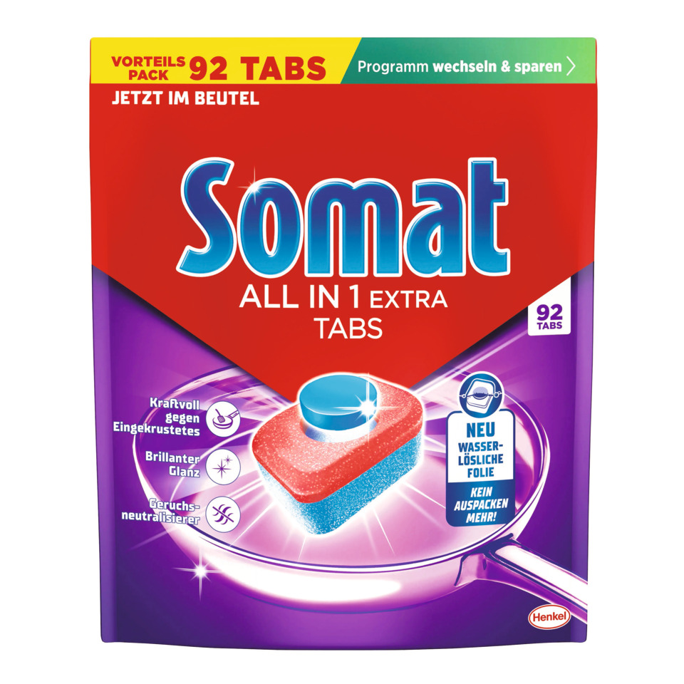 All-in-1 Tabs, Waschmittel, Spülmittel-Lösung, Waschmittel-Tab, Wasserlösliche Folie