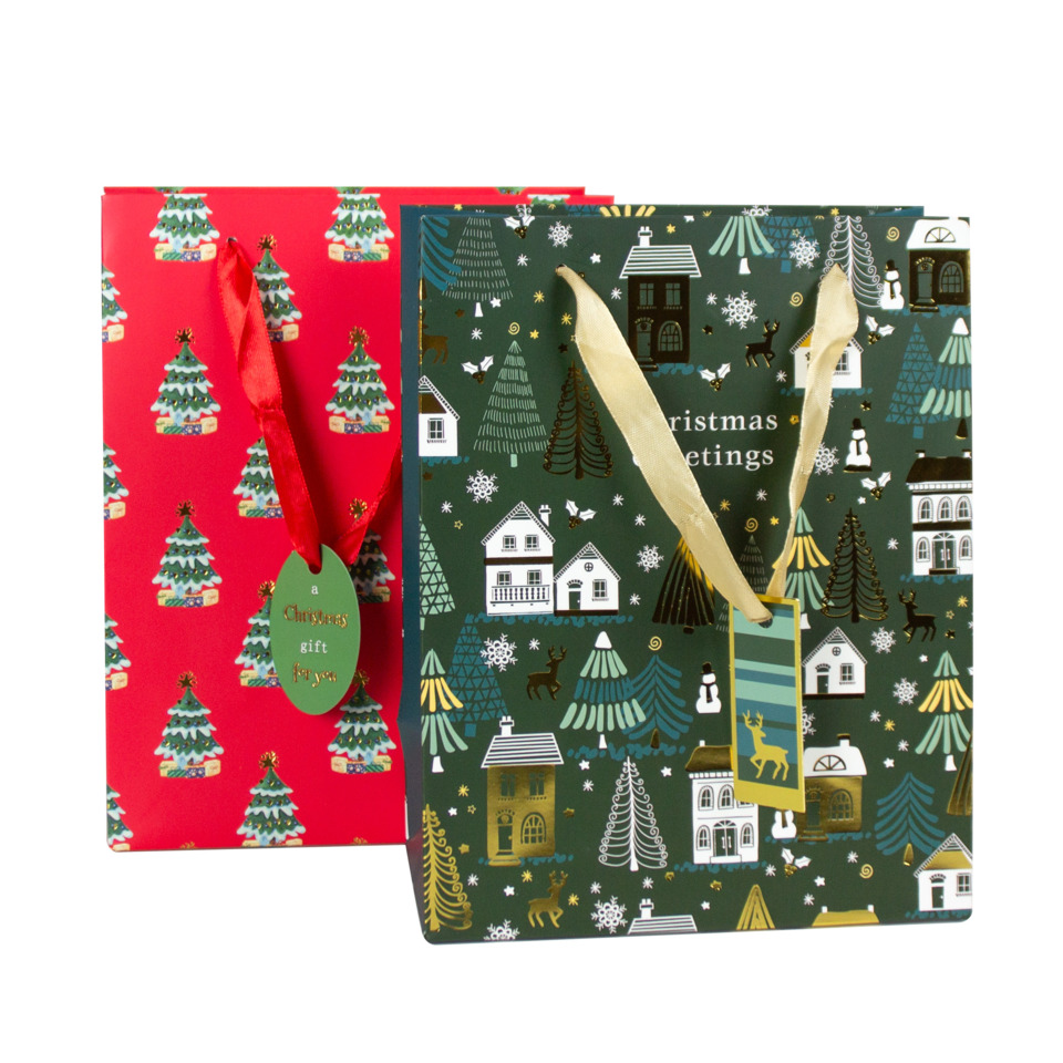 Geschenkverpackung, Weihnachtsdesign, Weihnachtsgeschenk, Baum Muster, Geschenktasche