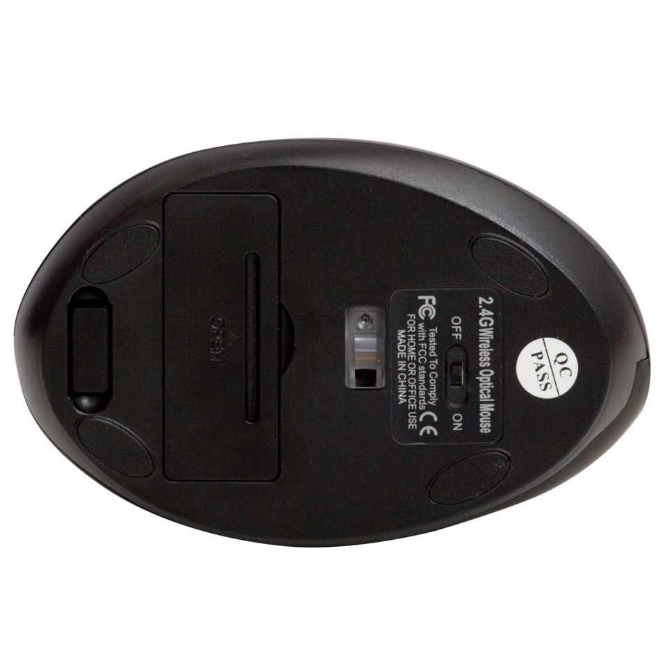 drahtlose Maus, optischer Sensor, USB-Empfänger, schwarz, Batteriefach