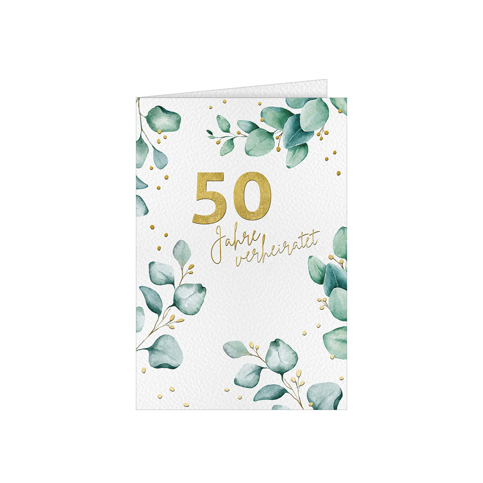 Karte, 50 Jahre, Hochzeit, Wedding, Grünes Blattmuster