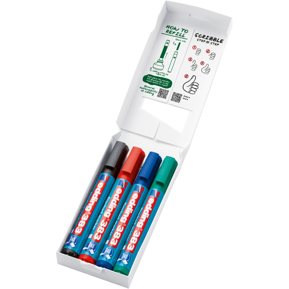 White box, Dry erase markers, colored markers, rot blau grün, Radiergummi?