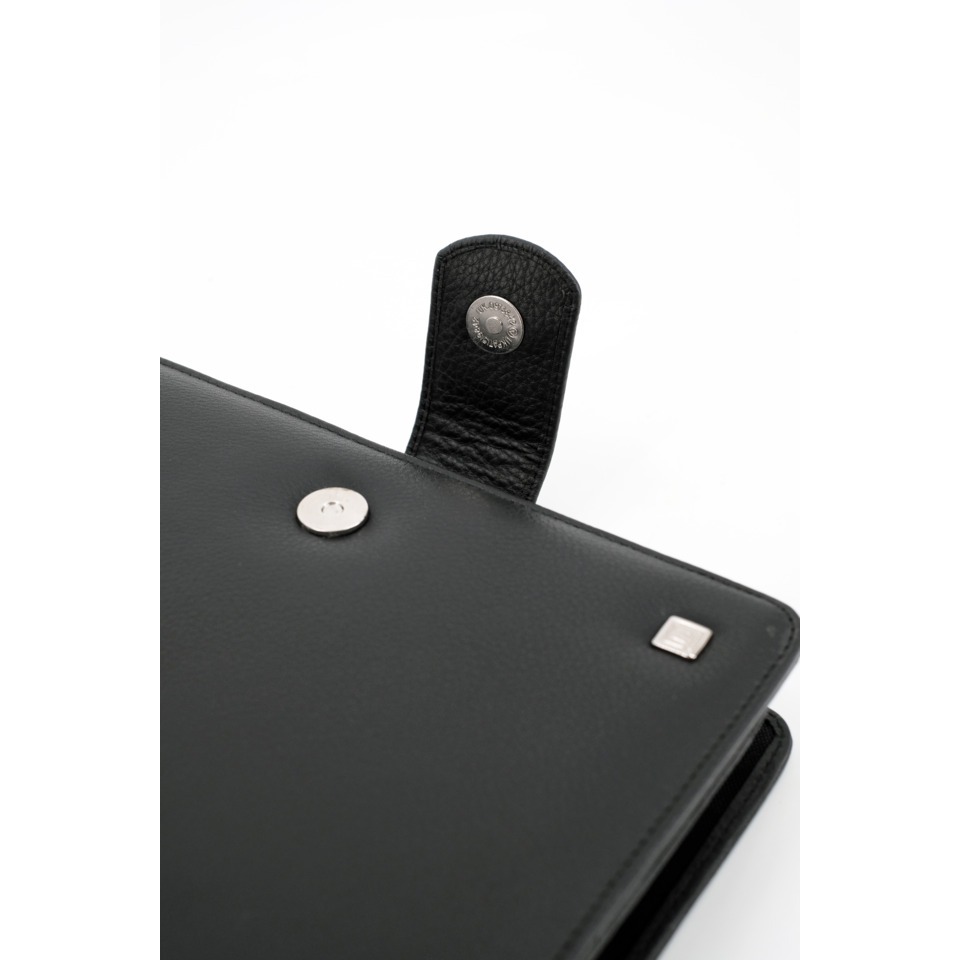 schwarz, leder, brieftaschenverschluss, magnetknopf, portemonnaie