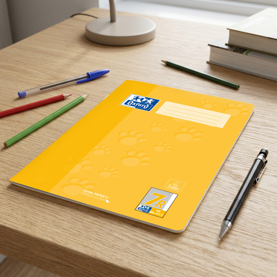 Notebook, Gelbe Einband, Pfotenabdrücke, Oxford, Linierte Seiten