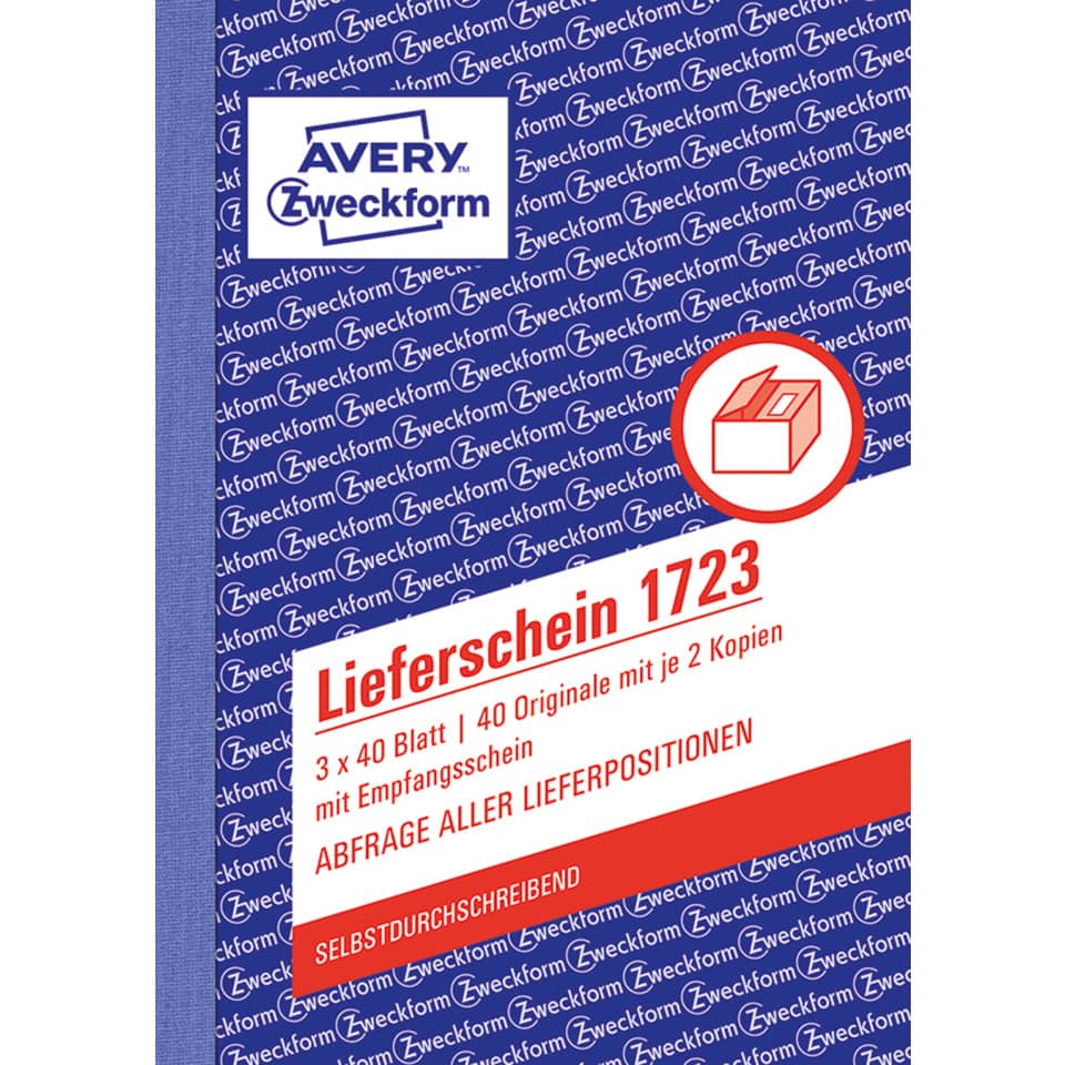 Lieferschein 1723, Kopierpapier, 4x40 Blätter, selbstklebend, Originalkopien