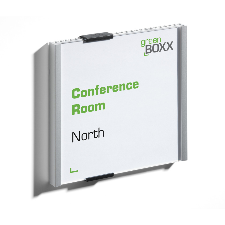 conference room, north, sign, door sign, frame, Konferenzraumschild, Richtungsanzeige, Nord, green BoXX, Aluminiumrahmen