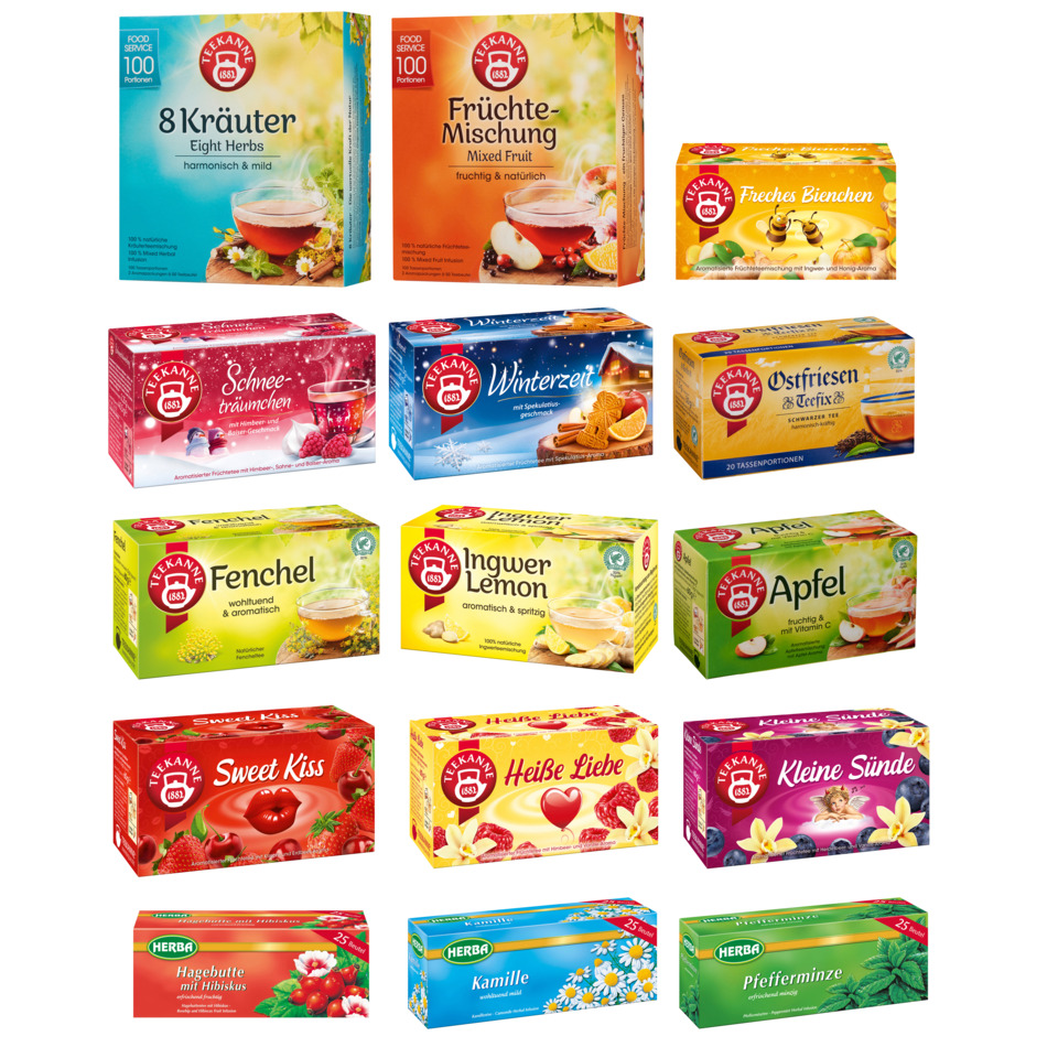 Teebeutel, Kräutertee, Früchtetee, Sortenvielfalt, Teesortiment