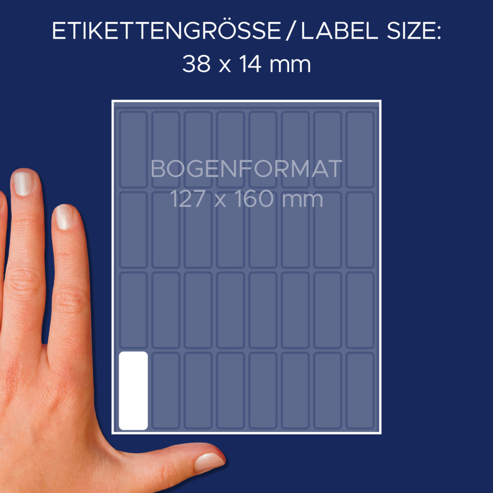 Klebeetikett, Beschriftung, Etikettengröße, Label Größe, Kartenformat