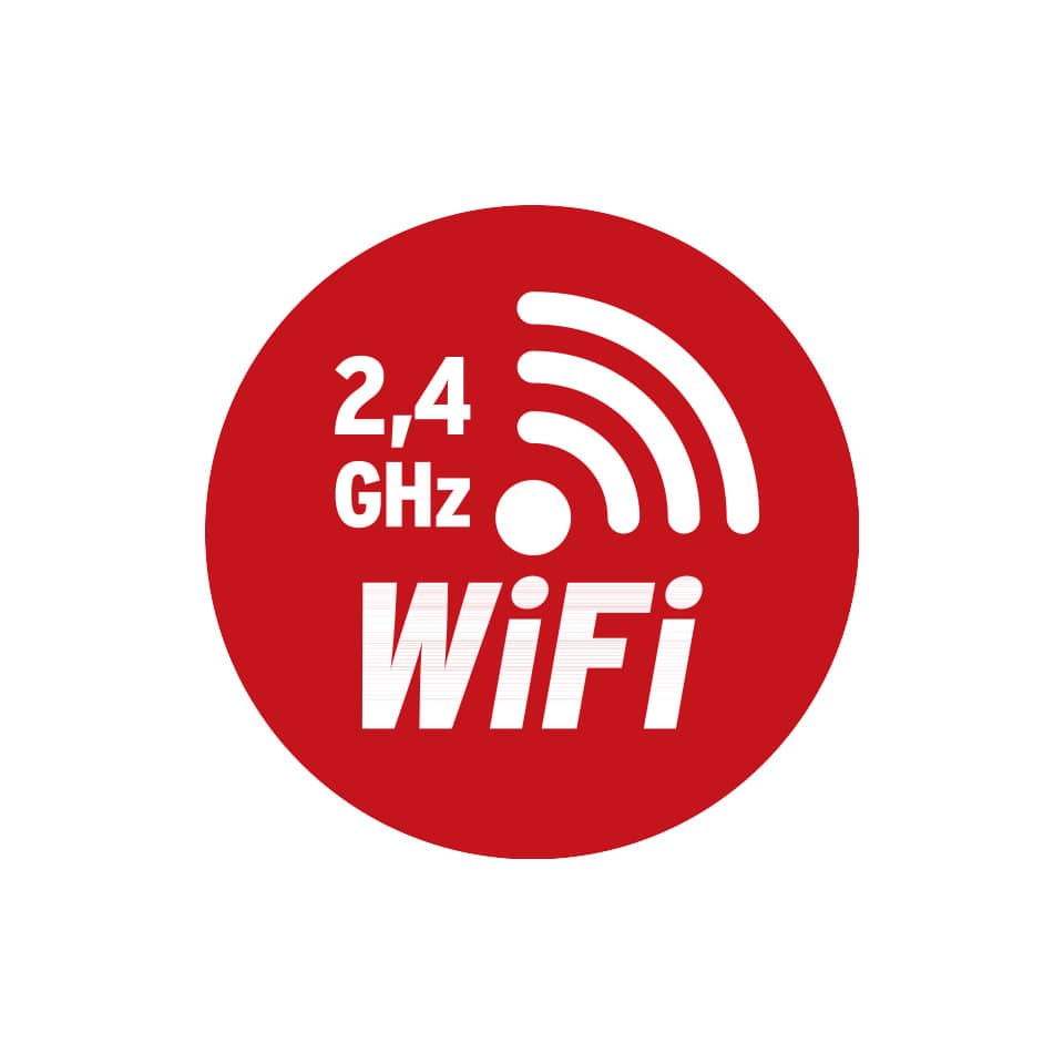 wifi, 2.4 ghz, antennenbild, runder ikon, roter kreis