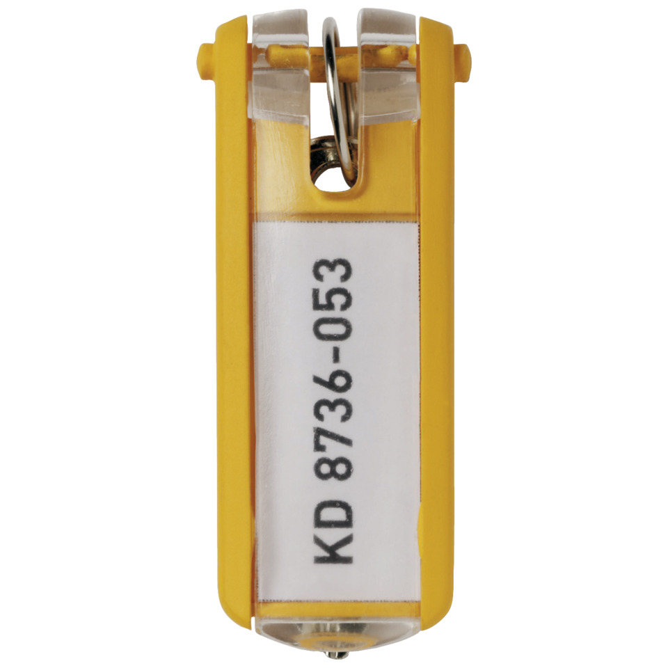 Kartenanhänger, Kofferanhänger, ID-Tag, gelber Tag, Metallring