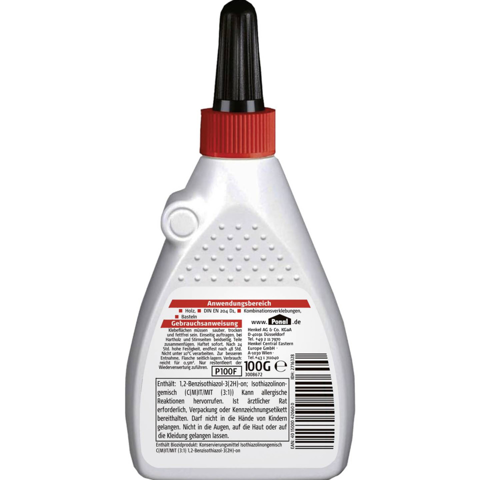 weiße Flasche, Klebstoff, Spitzenspender, rote Kappe, Strukturpunkte Textur
