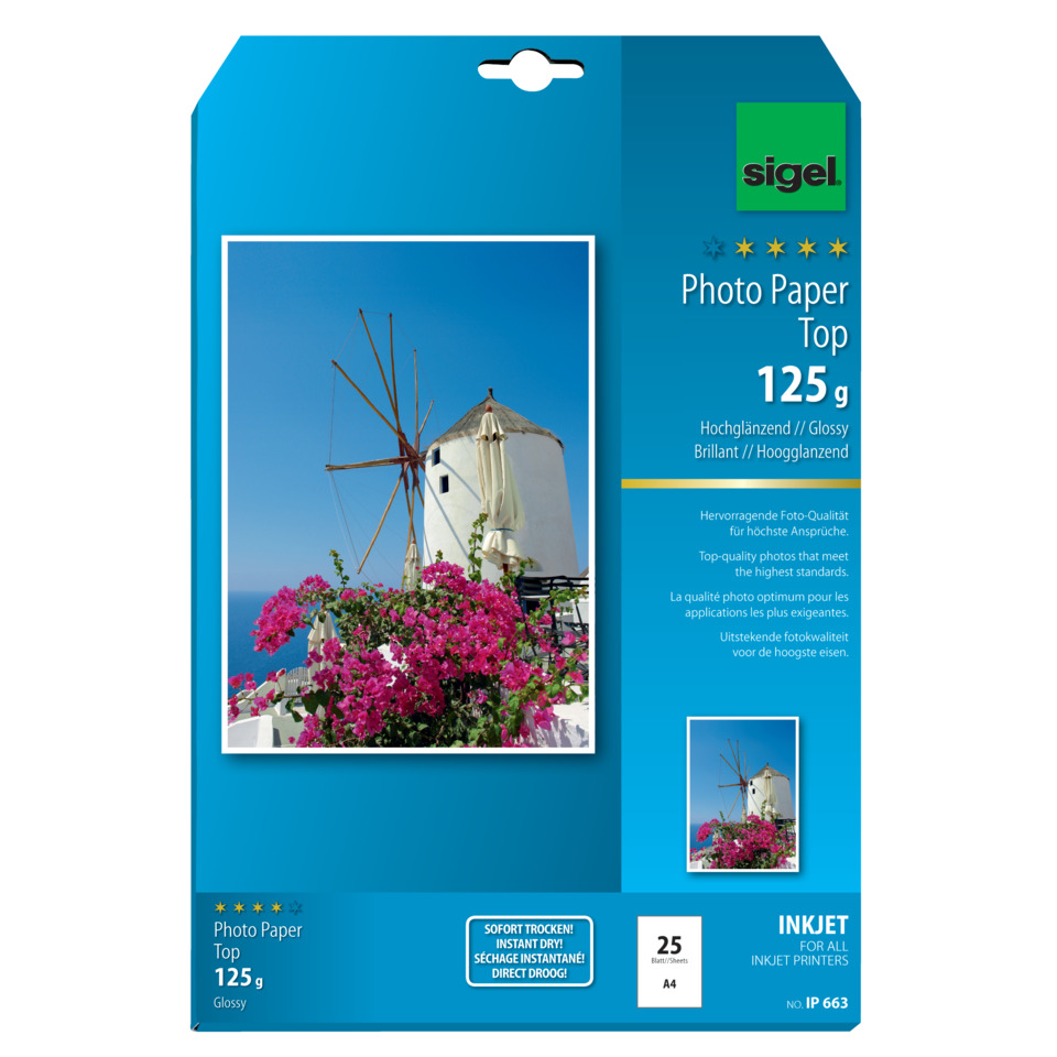 Fotopapier, Top, 125 g, Glänzend, A4, Tintenstrahl, Windmill, Bougainvillea, Photo paper, Top, 125 g