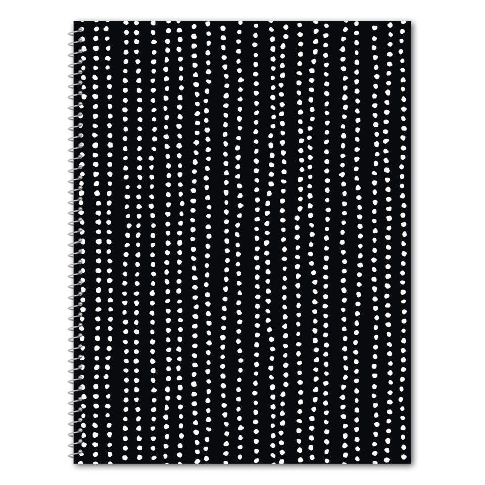 Notizbuch, Spiralheft, Schwarz, Weiß gepunktet, Dotted Muster