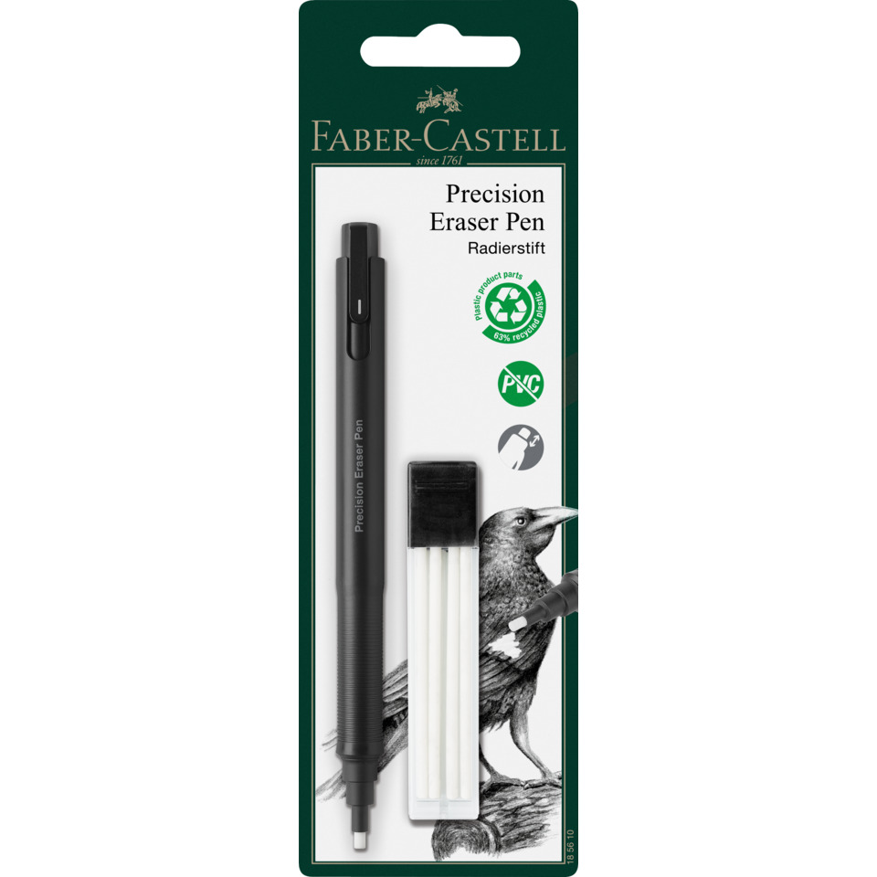 Precision Eraser Pen, Erasing pen, Rotating eraser, Replacement eraser, Art supply