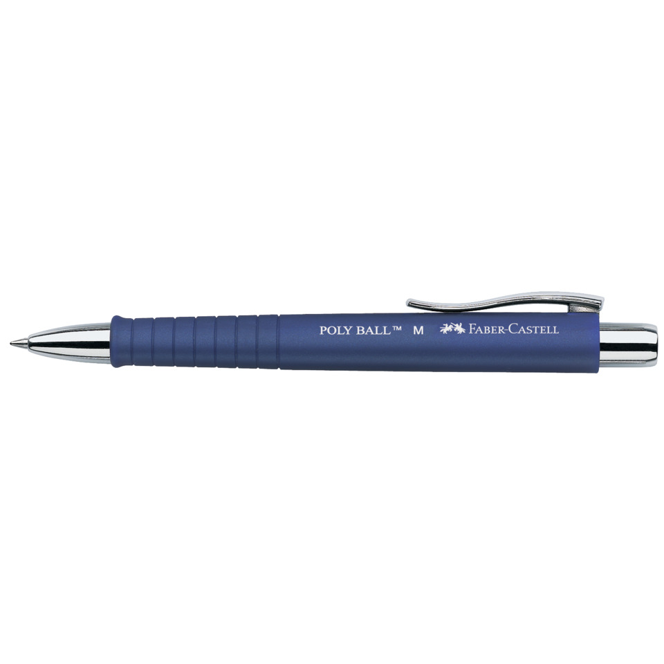Ballpoint-Stift, blau, Metallclip, ausziehbar, Poly Ball