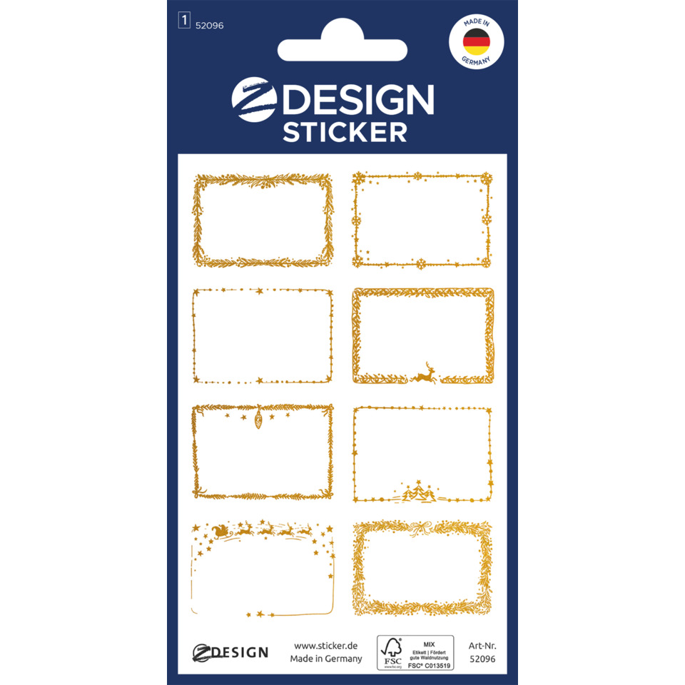 Sticker, Rahmen, Gold, Weihnachtsdesign, Design-Sticker