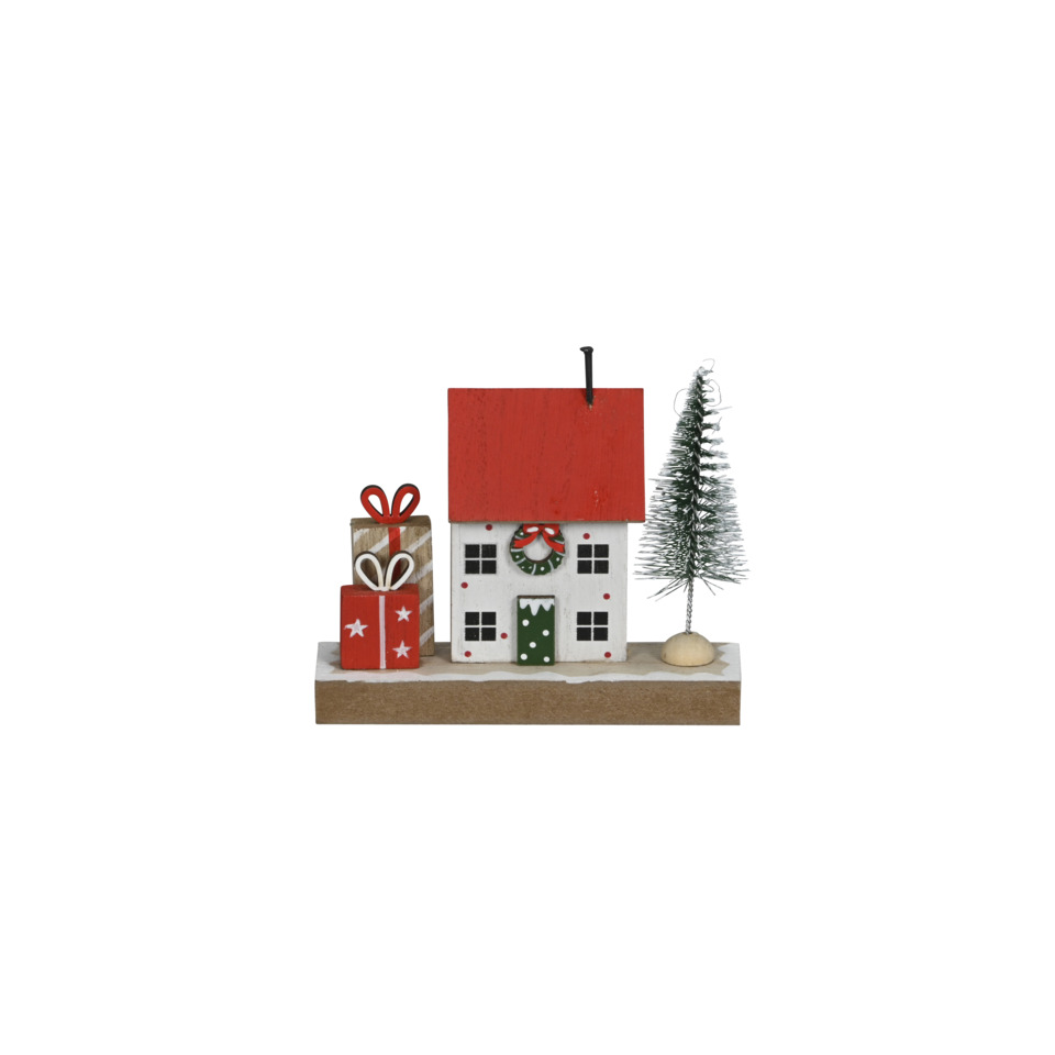 Miniaturhaus, Weihnachtsdeko, Weihnachtsdorf, Tannenbaum, Geschenke