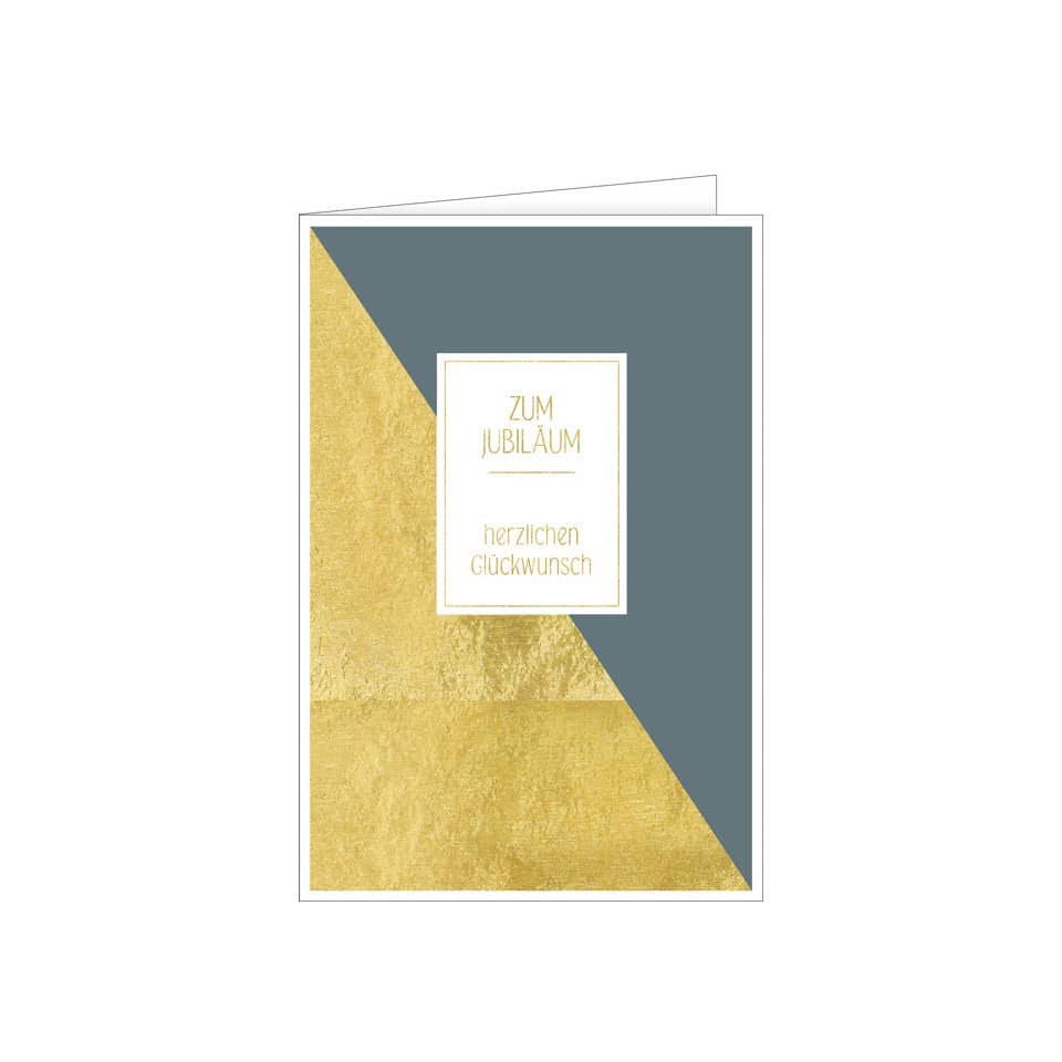 Grußkarte, Jubiläum, Gold, Kartenlayout, diagonale Grafik
