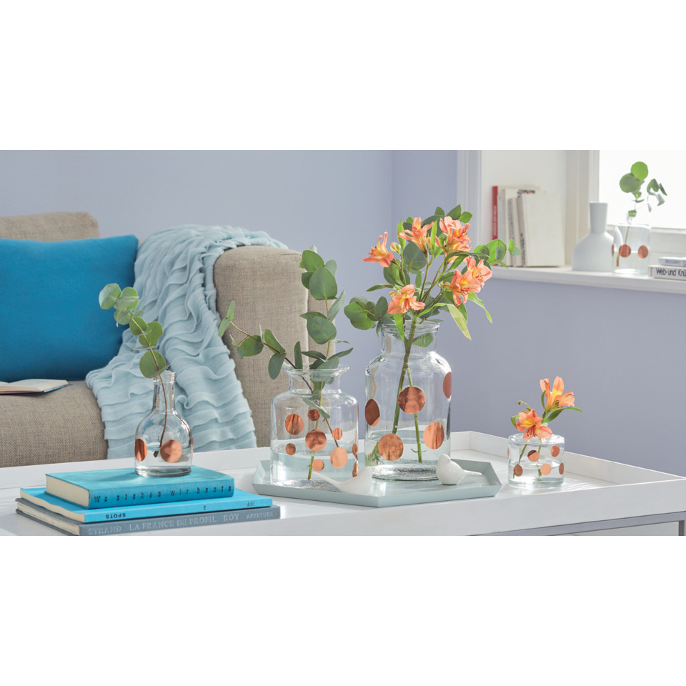 vase, Gläser, Blumen, orangefarbene Blüten, Dekoration