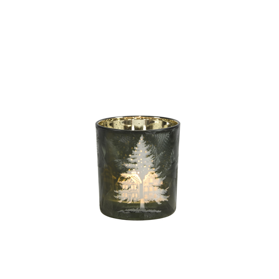 Kerzenhalter, Votivkerze, Weihnachtsdeko, Weihnachtsbaum, Goldrand