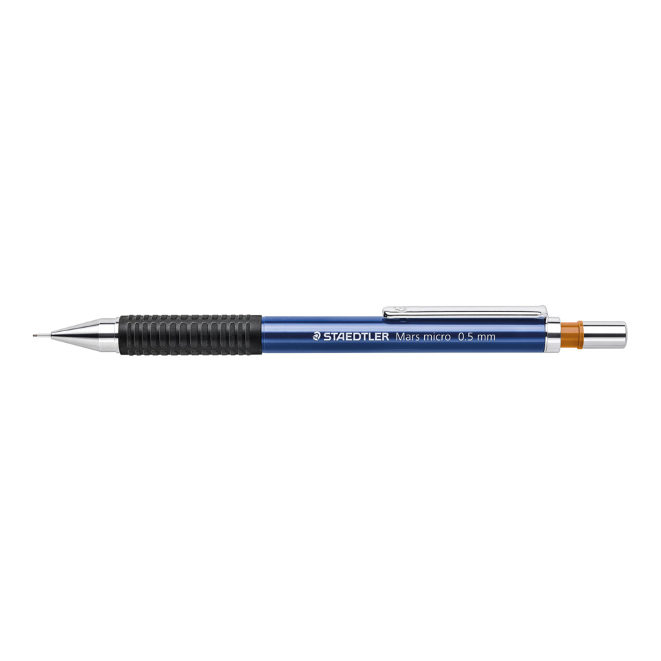 mechanischer Bleistift, 0,5 mm, blauer Körper, Metallclip, minenführung