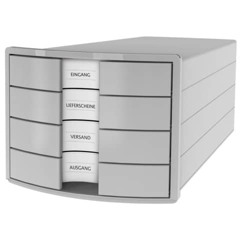 Schubladenbox IMPULS, DIN A4/C4, 4 geschlossene Schubladen, lichtgrau HAN 1012-11