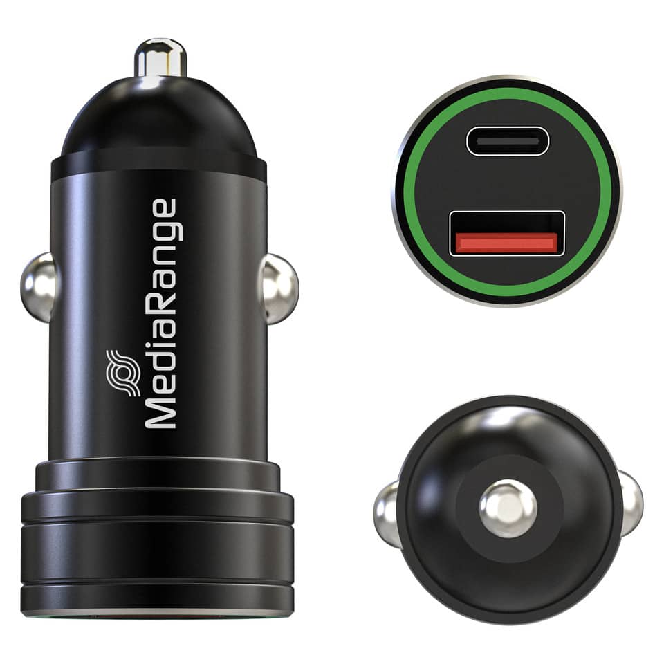 Auto-Ladeadapter, Kfz-Ladegerät, USB-C, USB-A, 2-Porten