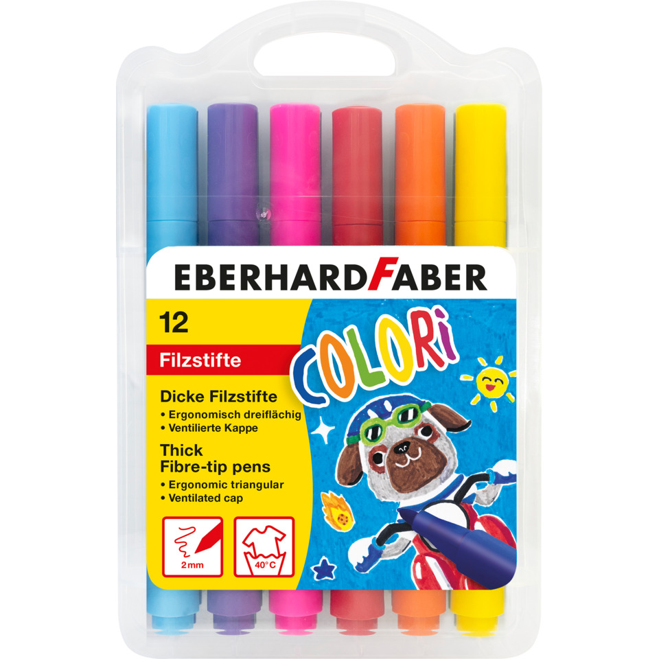 Filzstifte, Marker, Buntstifte, 12er Set, Ergonomische Spitze