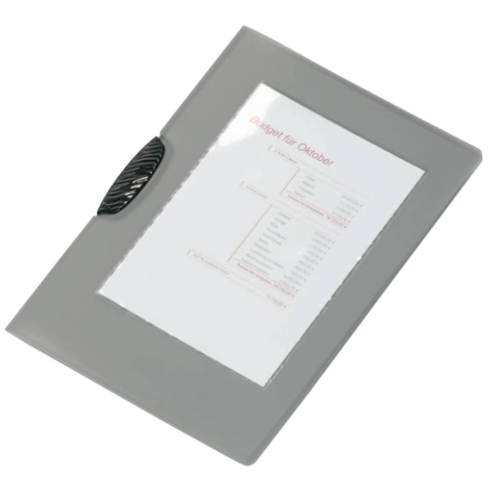 A4-Halter, Klemmbare Dokumentenmappe, Schwarz, Graue Mappe, Pocket-Klarmappe