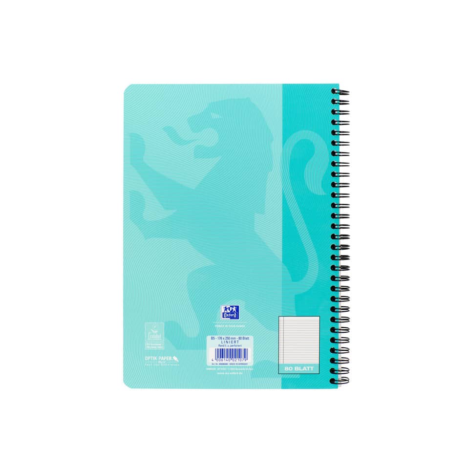 Notizbuch, Spiralbindung, A5, Kartonpapier, hellblau