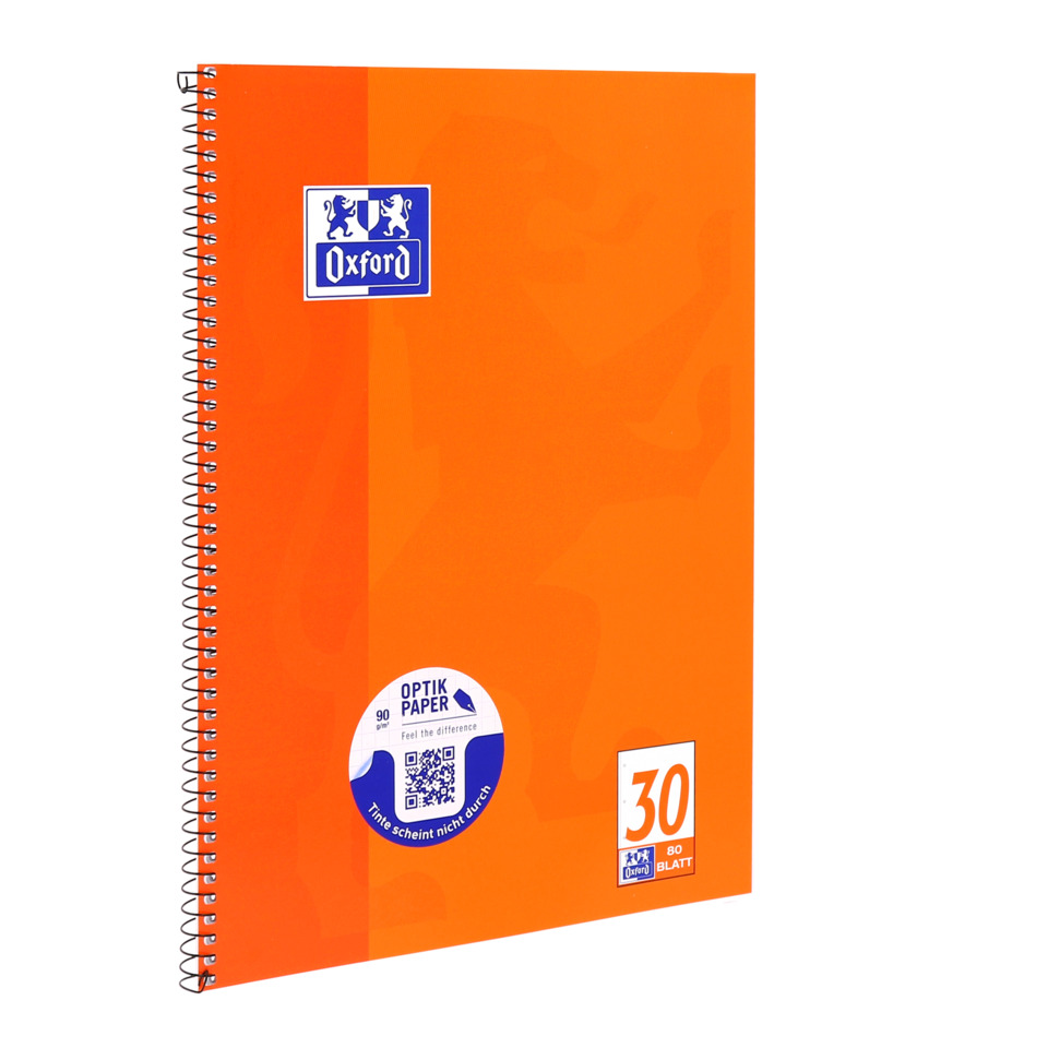 Notizbuch, Spiralbindung, Orangene Hülle, A5, 80 Seiten