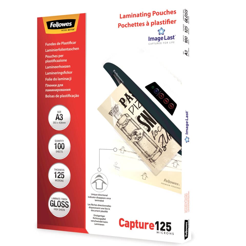 Laminating Pouches, A3, 100 sheets, 125 microns, Gloss finish