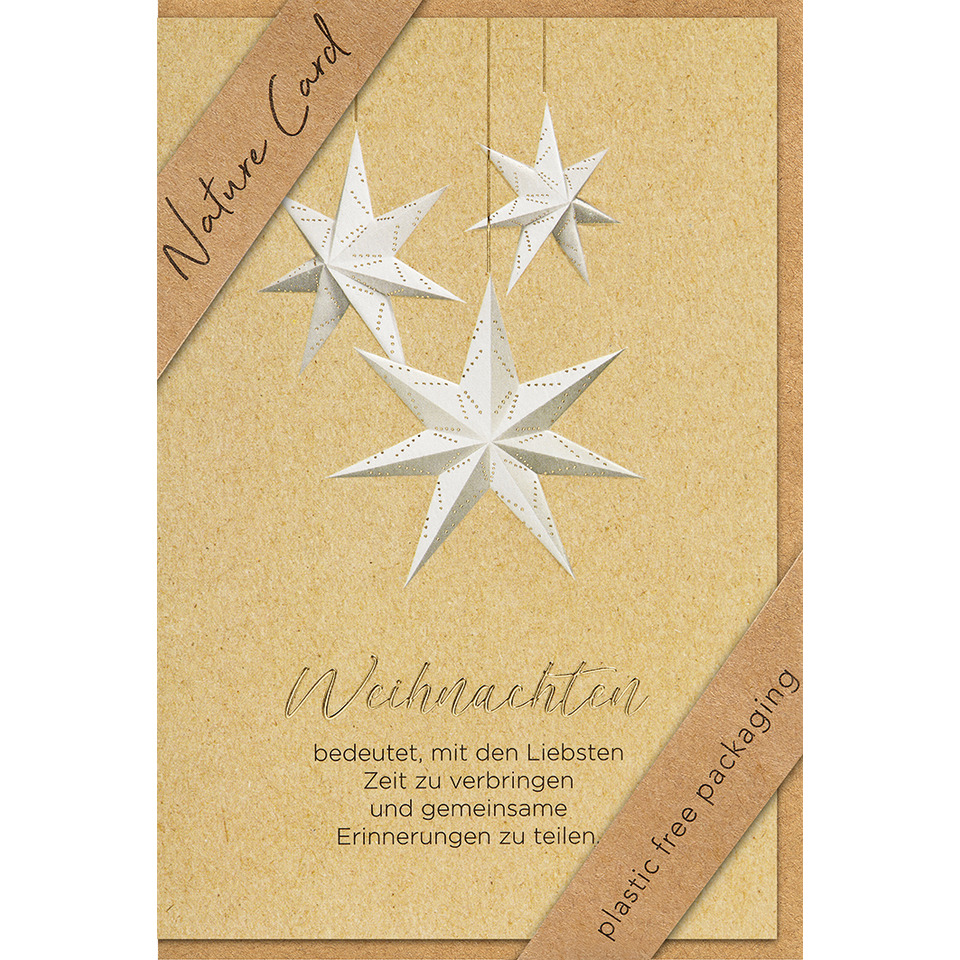 Weihnachtskarten, 3D-Sterne, Papierkunst, Kartenverpackung, Naturkarton