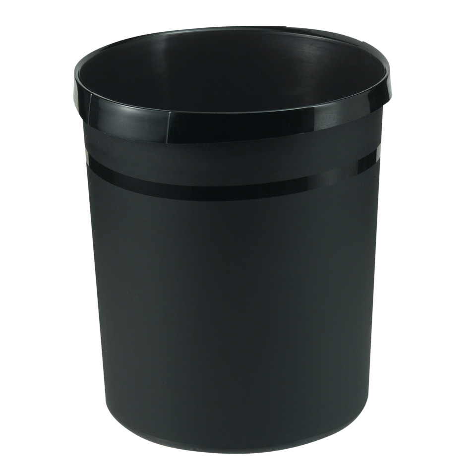 Abfalleimer, Mülleimer, Schwarz, Rund, Metallic