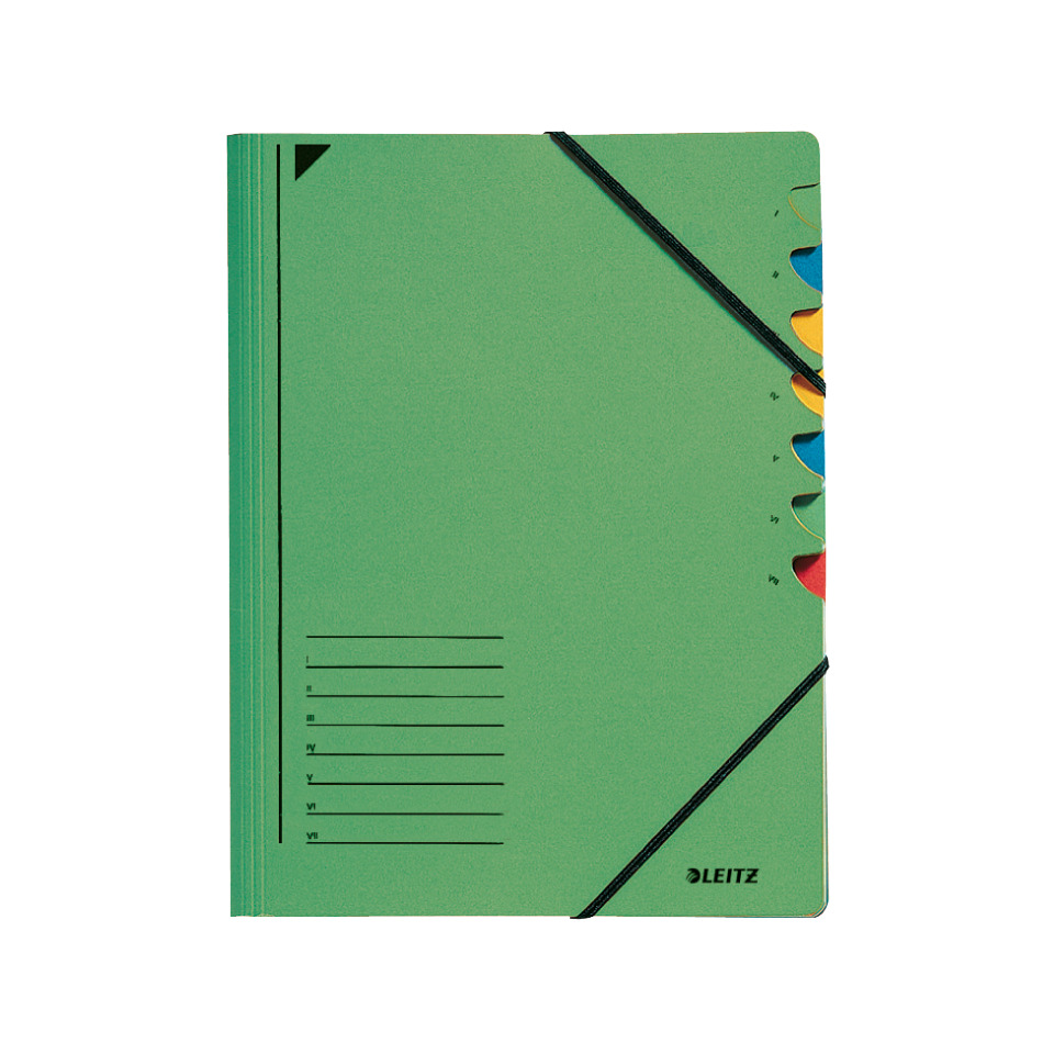 notebook, spiral, grün, elastischer gummiband, bunte registerkarten