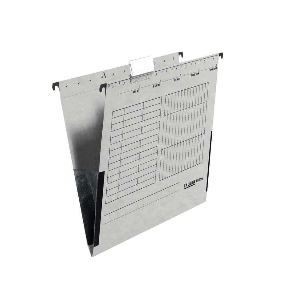 Hängetasche UniReg, 230g/m²-Kraftkarton, mit Leinenfröschen , grau FALKEN 80002694