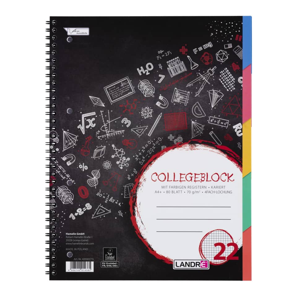 Spiralblock, Mathekasten, Schulblock, Collegeblock, Lineatur