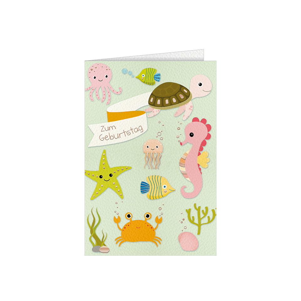 Unterwasserwelt, Tierwelt, Grußkarte, Geburtstag, Marine-Tiere