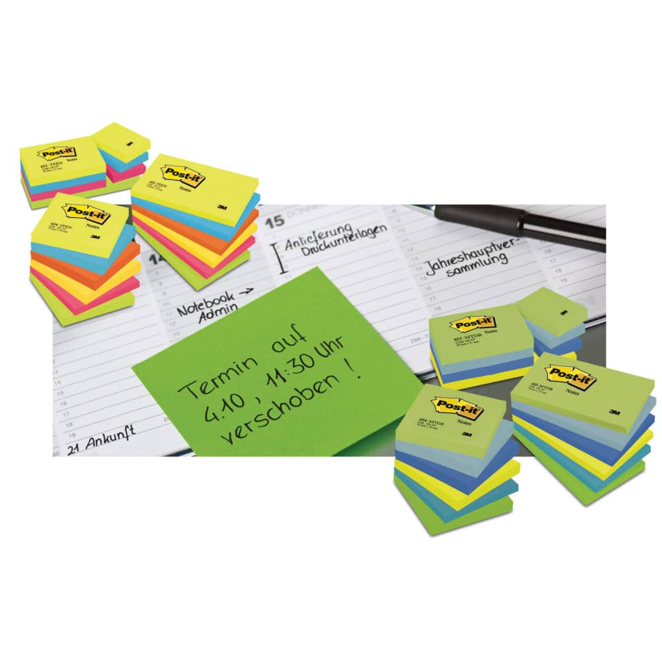 Post-it, Notizblöcke, Neonfarben, Schreibtisch-Organizer, Terminplaner