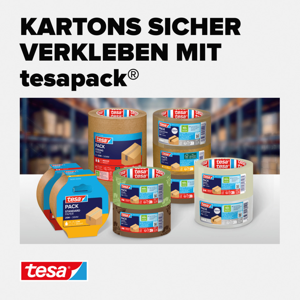 Karton, Klebeband, Tesapack, Packband, Druckrollen