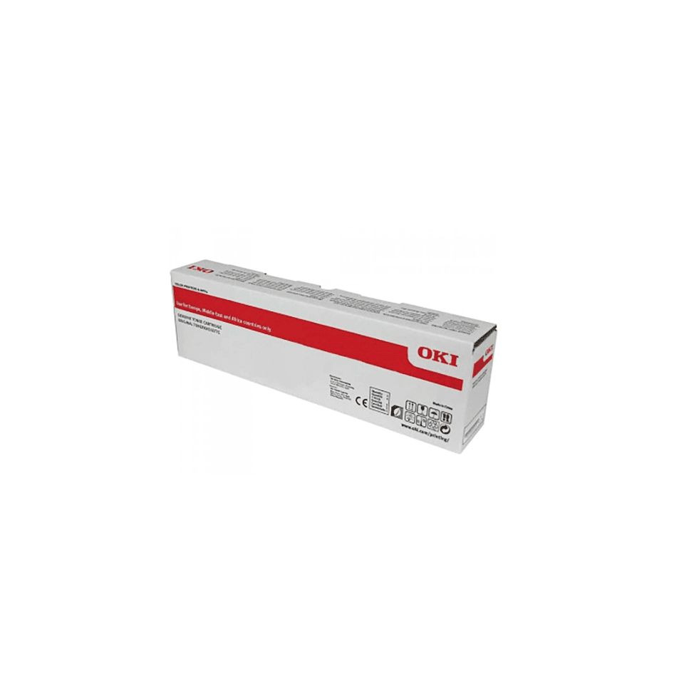 OkI cartridge, Druckerpatrone, Tintenpatrone, weiße Packung, rote Streifen