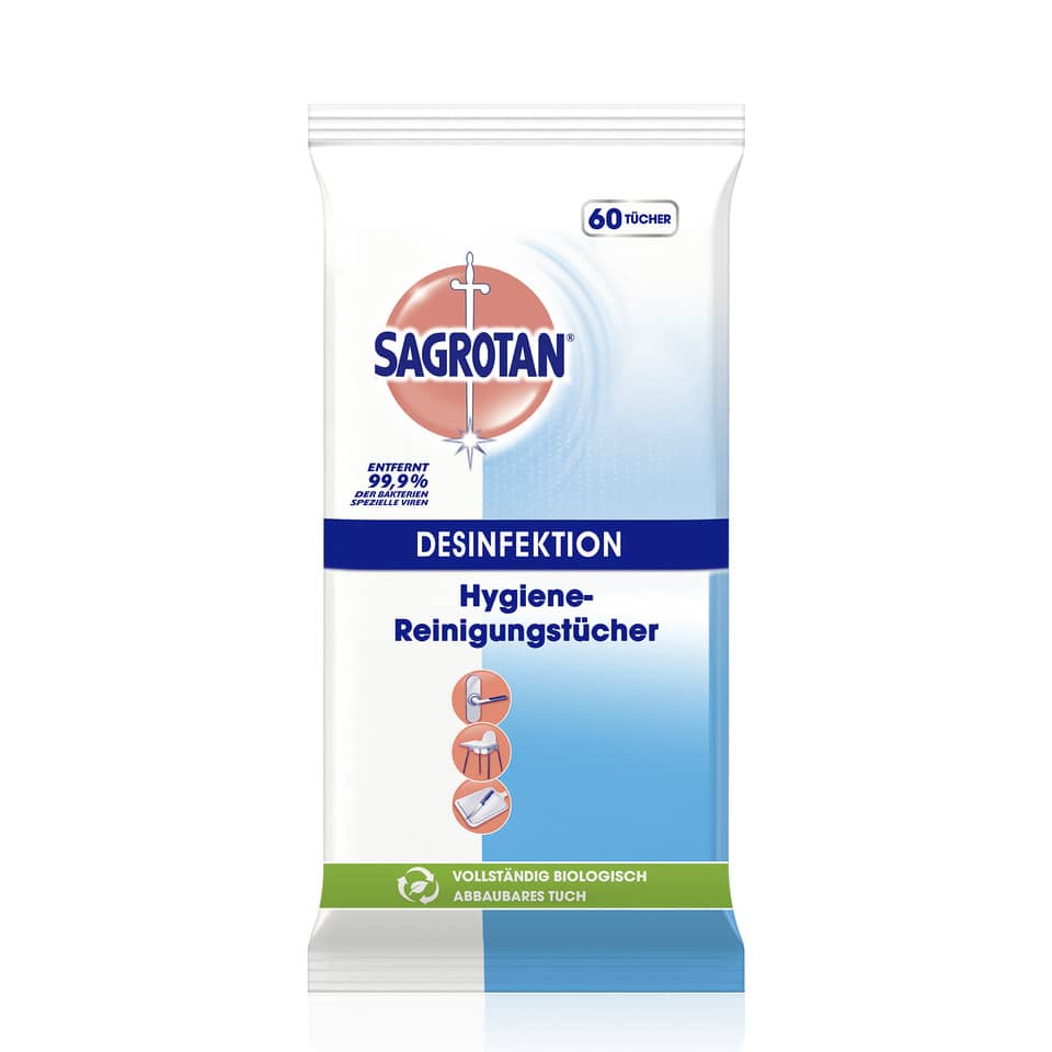 Desinfektionstücher, Hygiene-Reinigungstücher, Tücher, Biologisch abbaubar, 60 Stück