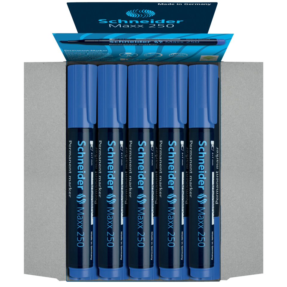Permanentmarker, Blauer Marker, Schneider Maxx 250, Feinspitze, Satz 6