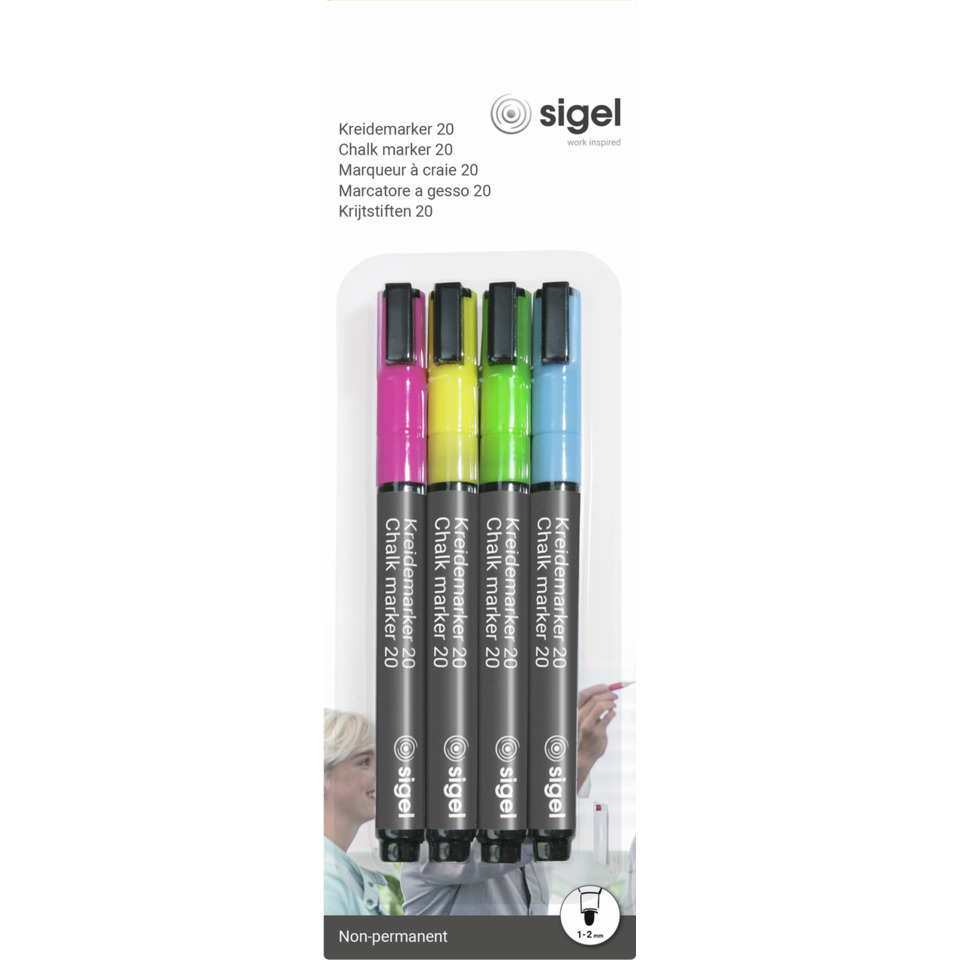 Kreidemarker, Chalk Marker, Marker 20, Mehrfarbig, Kartenpaket