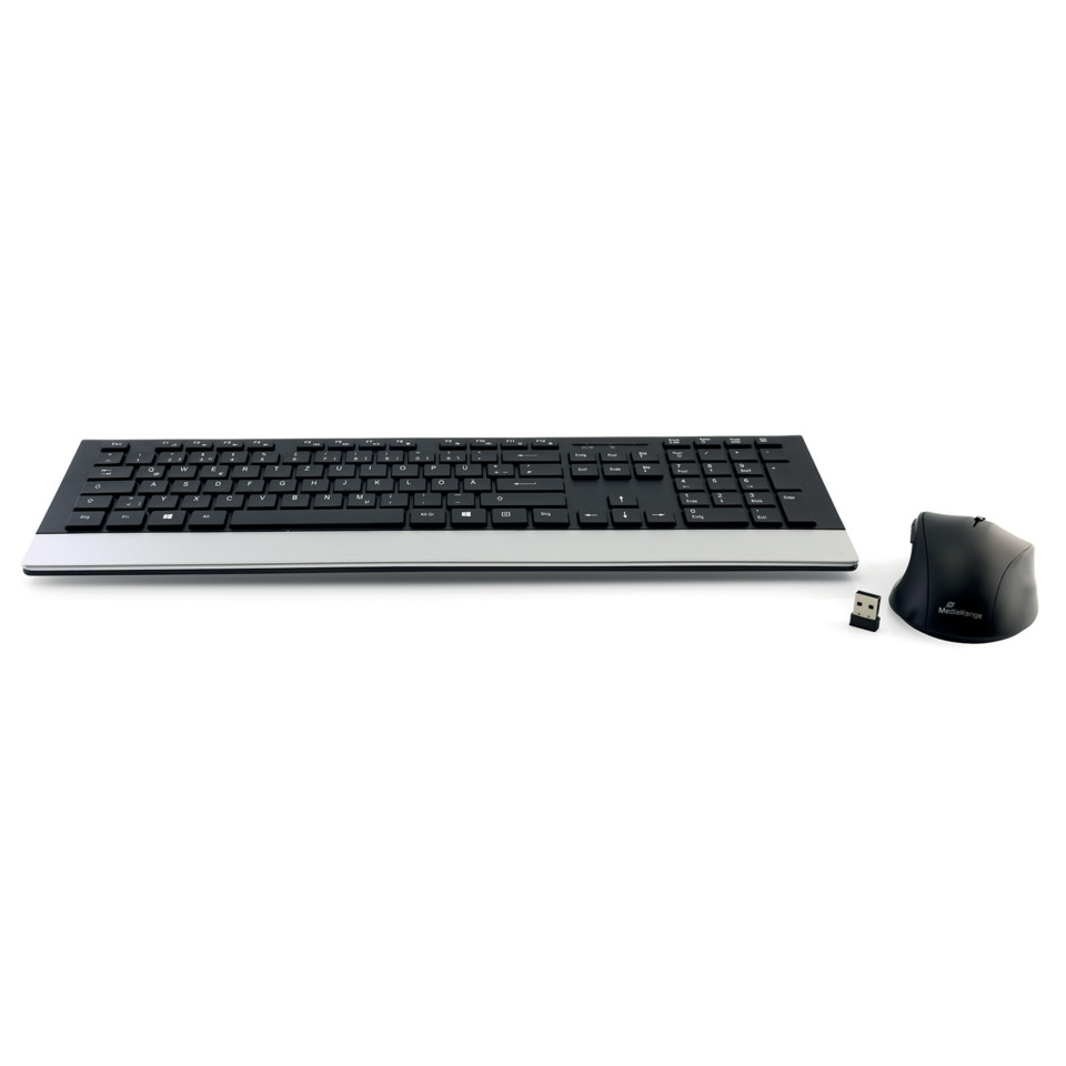 Tastatur, Kabellose Tastatur, Maus, USB-Empfänger, Schwarz